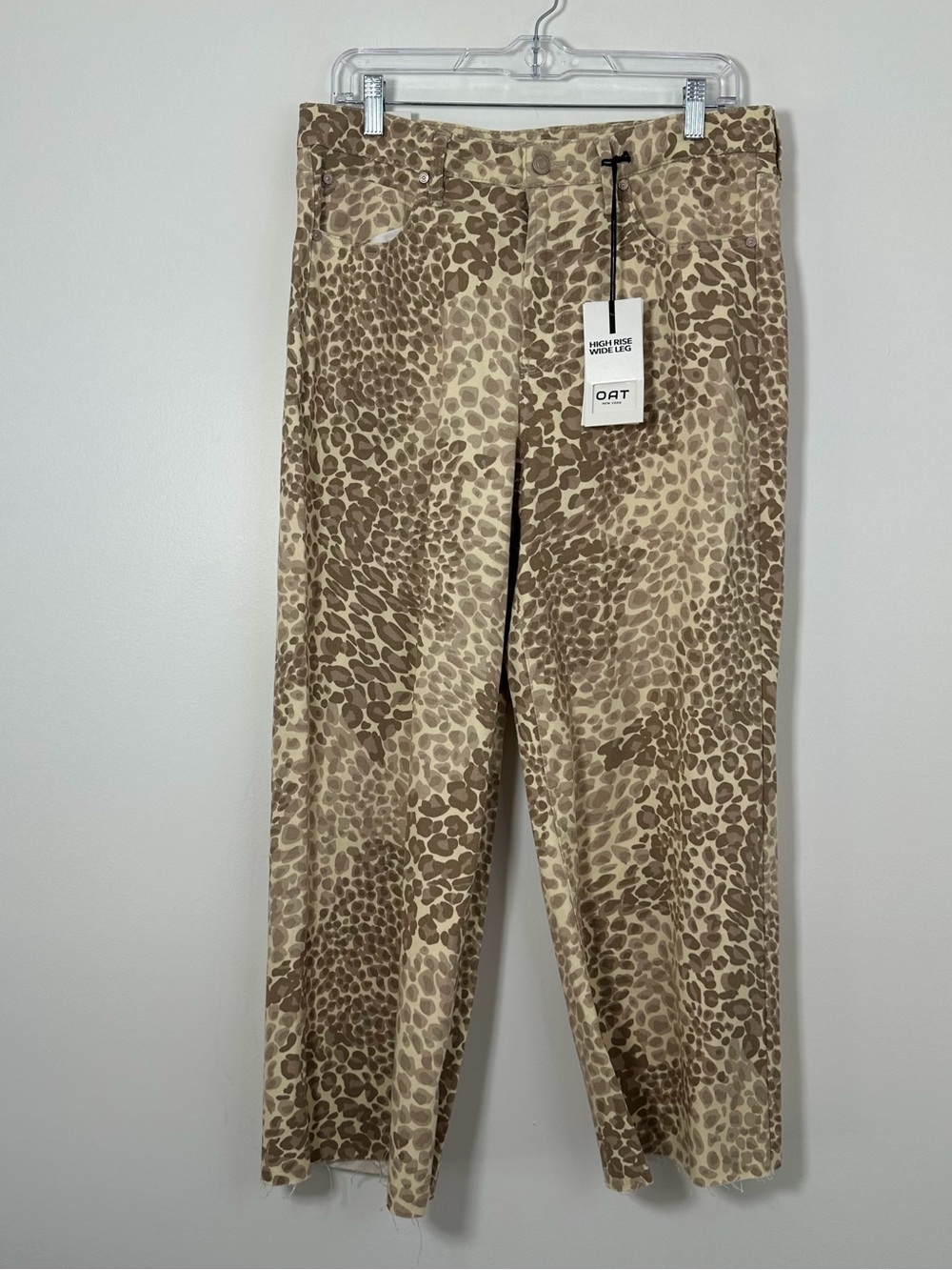 OAT New York High Rise Wide Leg Leopard Print Jeans Size 10/30 NWT